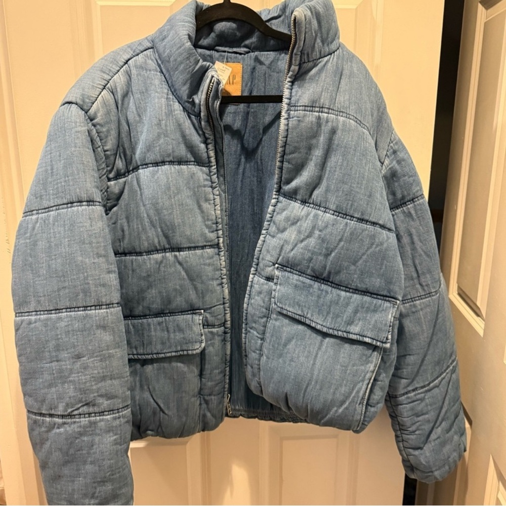 GAP Denim Blue Puffer Jacket